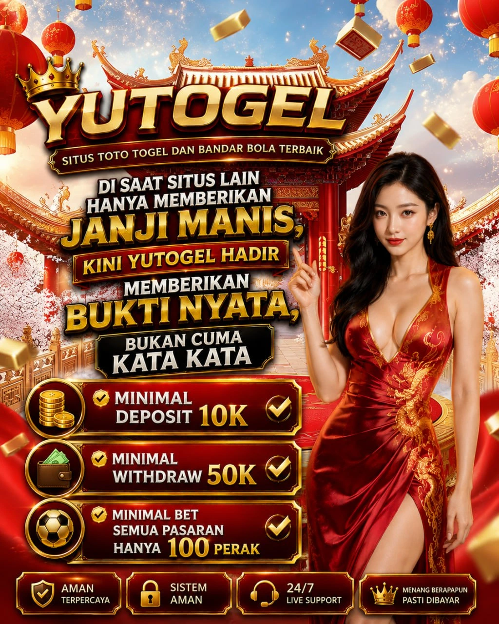 Tampilan dashboard sportsbook dan live casino Yutogel